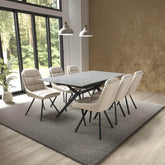 Pinnacle Extendable Granite Dining Table with 6 Burnham Swivel Chairs - Pendle Village Furniture